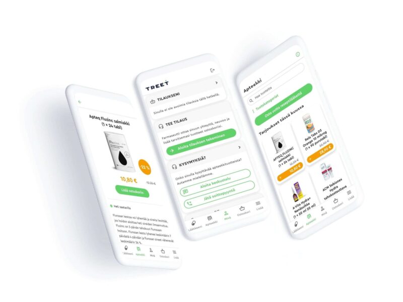 Kuvasarja Treetin mobiilipalvelusta.